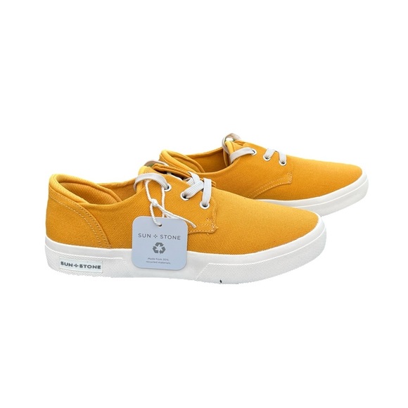 Women’s Canvas mustard color sneakers by Sun+Stone size 9 with white sole - Picture 1 of 6